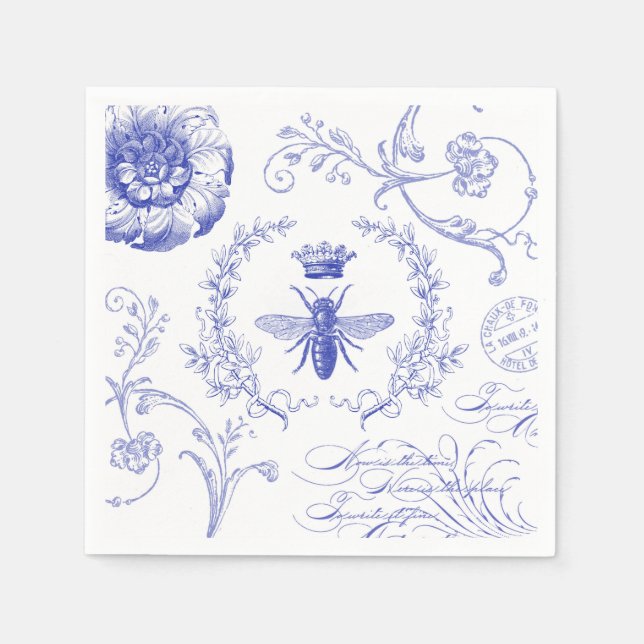 modern vintage french queen bee napkin (Front)
