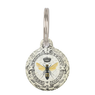 modern vintage french queen bee pet tag