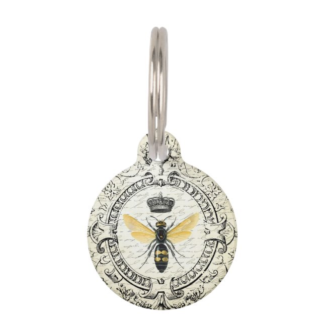 modern vintage french queen bee pet tag (Front)