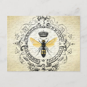 modern vintage french queen bee postcard