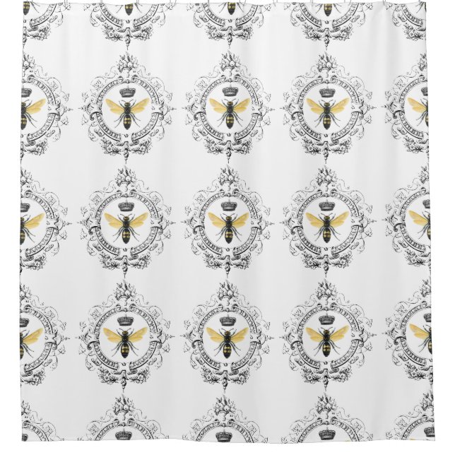 MODERN VINTAGE french queen bee Shower Curtain (Front)