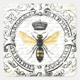 MODERN VINTAGE french queen bee Square Sticker