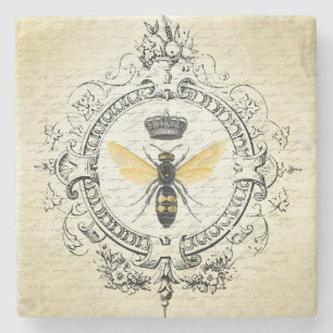 modern vintage french queen bee stone coaster