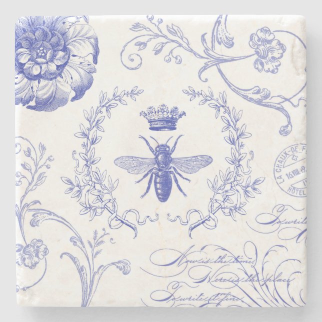modern vintage french queen bee stone coaster (Front)