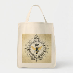 modern vintage french queen bee tote bag