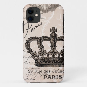 modern vintage french shabby chic crown iPhone 11 case