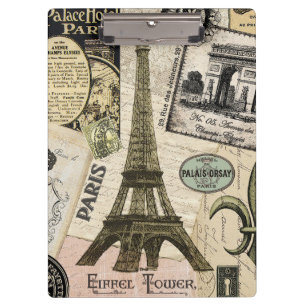 Modern Vintage French travel collage Clipboard