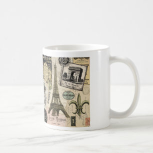 Modern Vintage French travel collage Coffee Mug