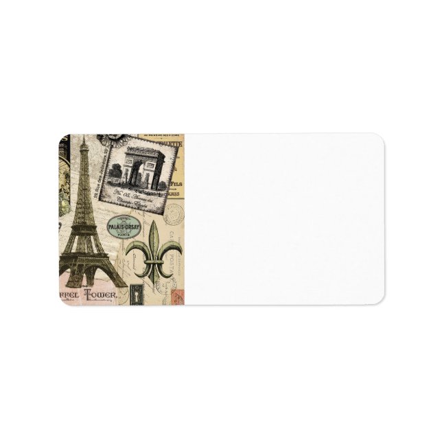Modern Vintage French travel collage Label (Front)