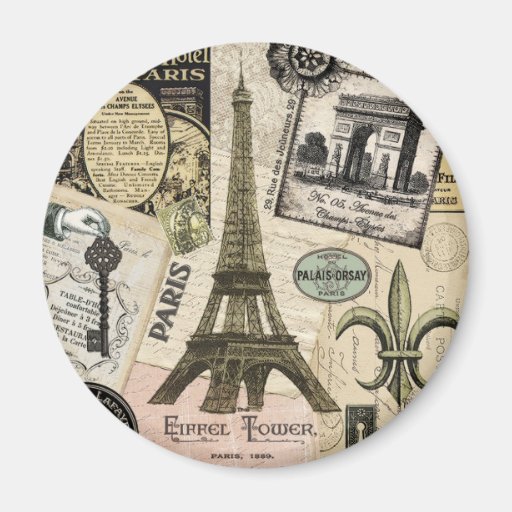 Modern Vintage French travel collage Magnet