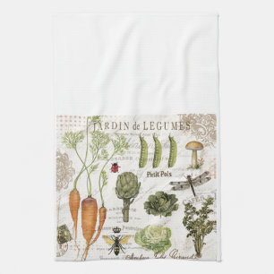 modern vintage french vegetable garden tea towel