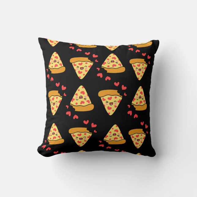 Modern vintage funny pizza pattern cheese retro cushion (Front)