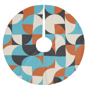 Modern Vintage: Geometric Retro Shapes. Brushed Polyester Tree Skirt
