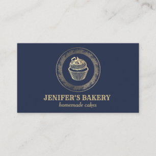 Modern vintage gold foil cupcake homemade bakery business card