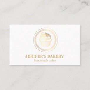 Modern vintage gold foil cupcake homemade bakery business card