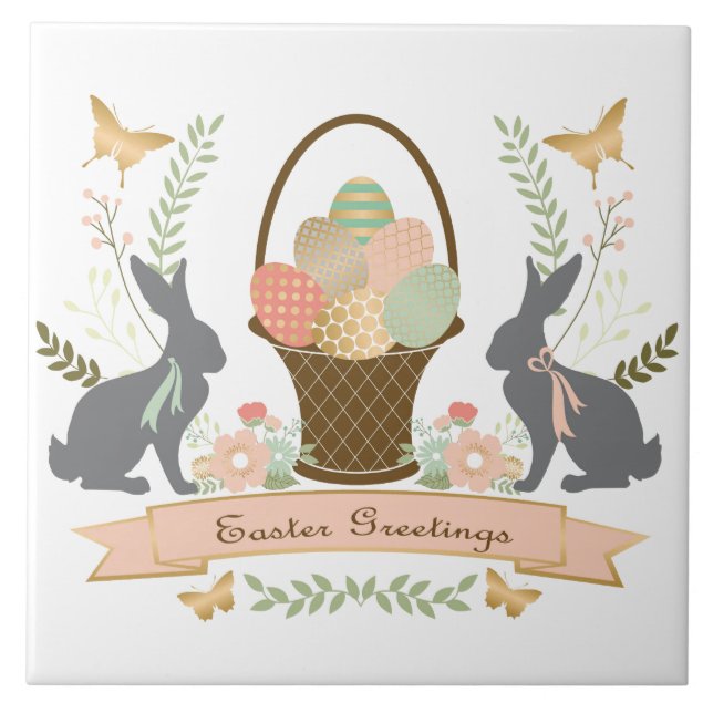 Modern Vintage Graphic Easter collage Tile (Front)