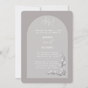 Modern Vintage Grey Arch Wedding Invitation