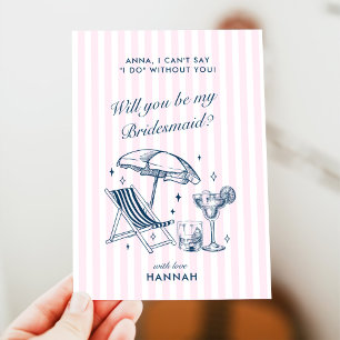 Modern Vintage Grey Bridesmaid Proposal Card