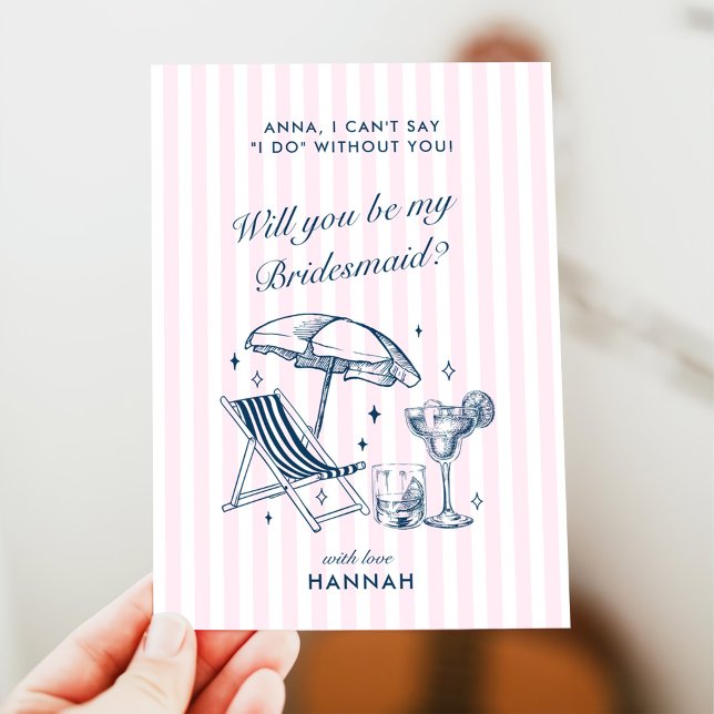 Modern Vintage Grey Bridesmaid Proposal Card (Creator Uploaded)