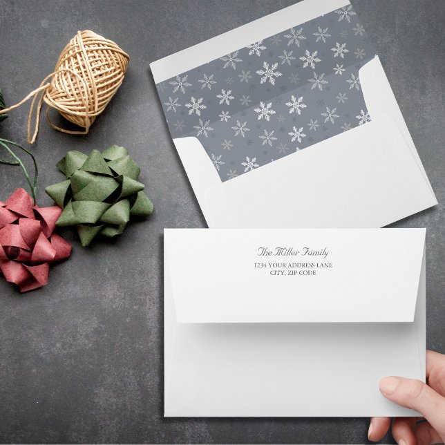 Modern Vintage Grey Snowflakes pattern Envelope (Modern Vintage Grey Snowflakes pattern Envelope)