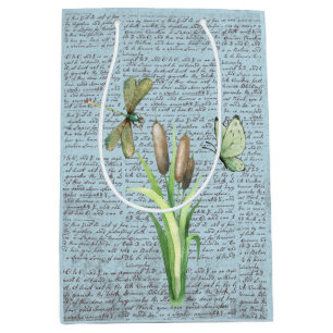 Modern vintage grunge blue and green natural chic medium gift bag