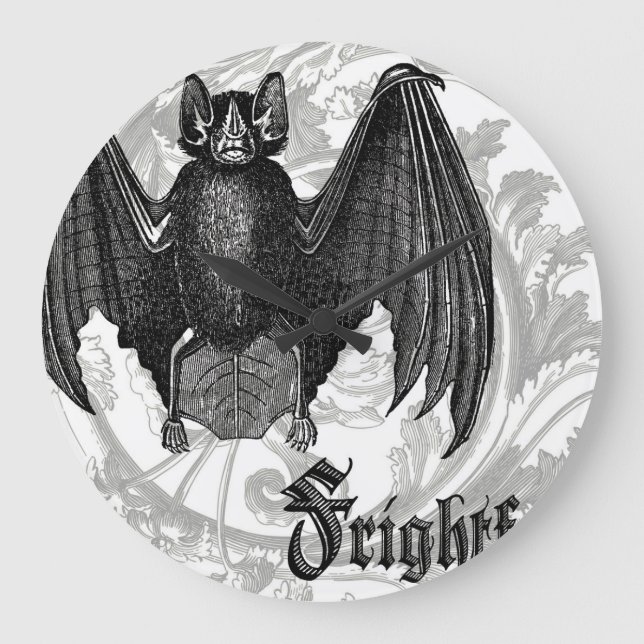 modern vintage Halloween Bat Large Clock (Front)