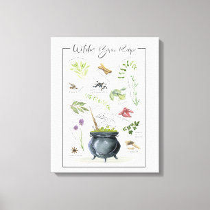 Modern Vintage Halloween cauldron recipe 1 Canvas Print