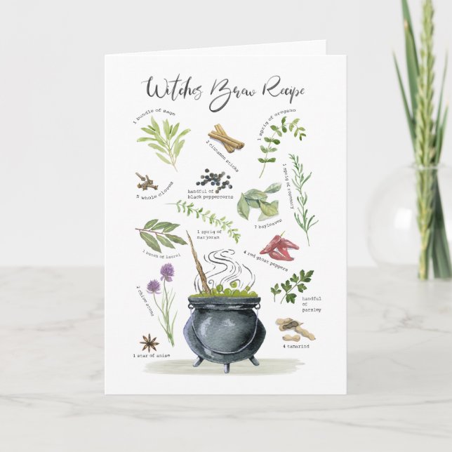 Modern Vintage Halloween cauldron recipe 1 Card (Front)