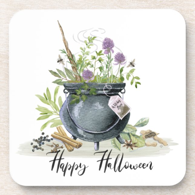 Modern Vintage Halloween cauldron recipe 1 Coaster (Front)