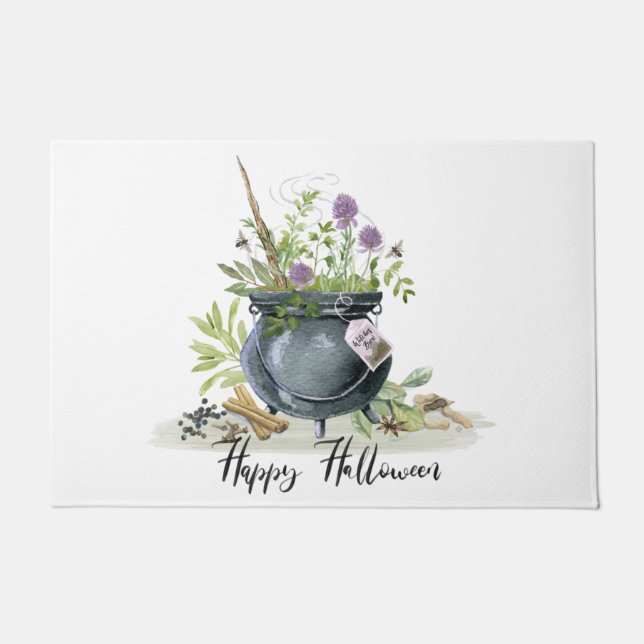 Modern Vintage Halloween cauldron recipe 1 Doormat (Front)