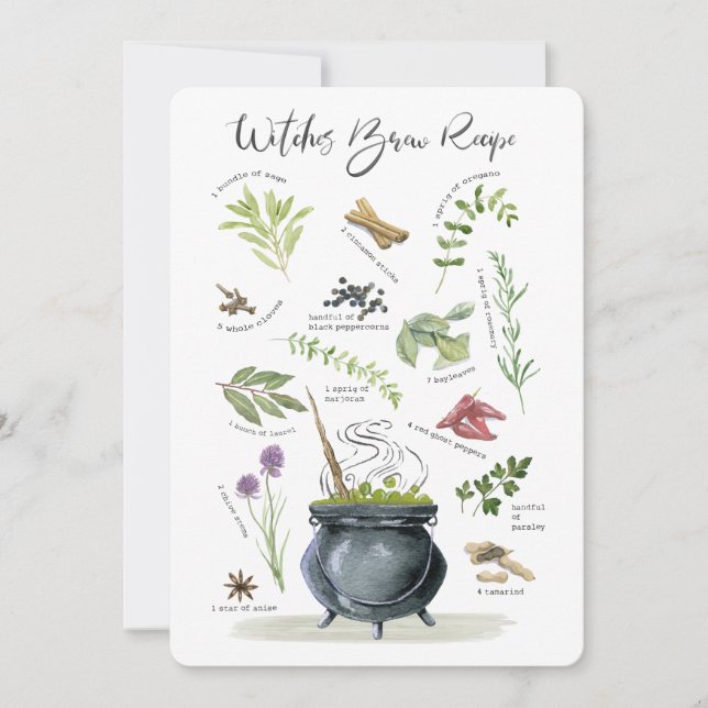 Modern Vintage Halloween cauldron recipe 1 Invitation (Front)