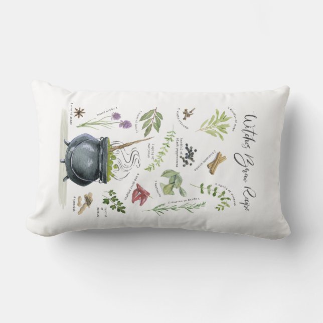 Modern Vintage Halloween cauldron recipe 1 Lumbar Cushion (Front)