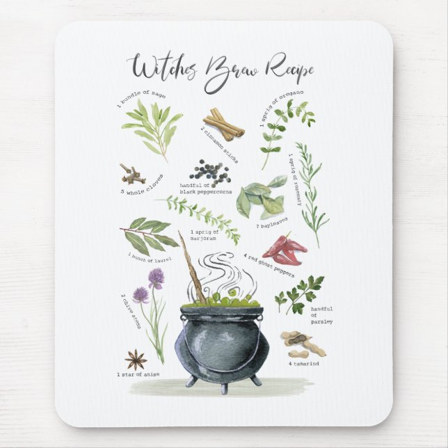 Modern Vintage Halloween cauldron recipe 1 Mouse Mat (Front)