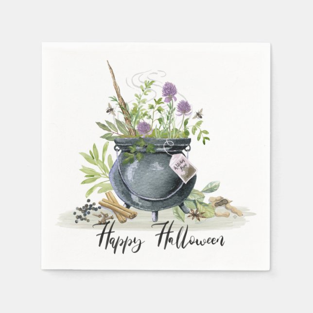 Modern Vintage Halloween cauldron recipe 1 Napkin (Front)