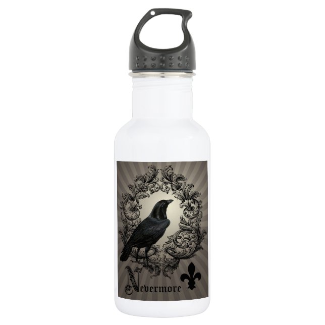 modern vintage halloween crow 532 ml water bottle (Front)