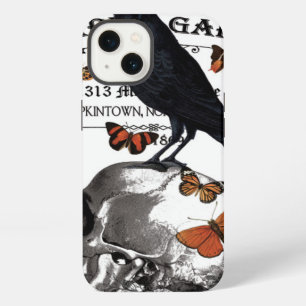 modern vintage halloween crow and skull iPhone 13 case