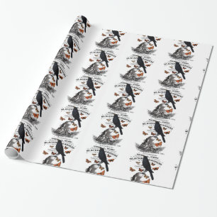 modern vintage halloween crow and skull wrapping paper