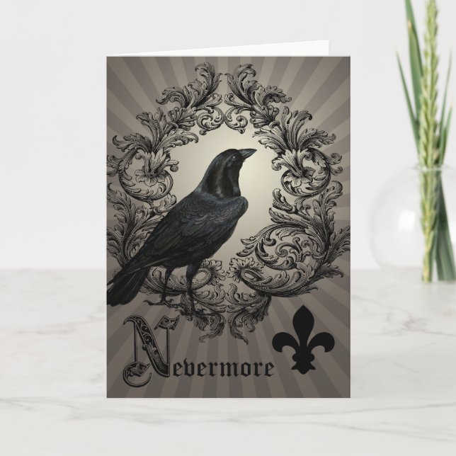 modern vintage halloween crow card (Front)