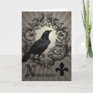 modern vintage halloween crow card