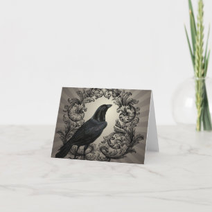 modern vintage halloween crow card