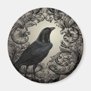 modern vintage halloween crow magnet