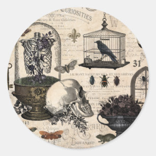 Modern Vintage Halloween Garden Classic Round Sticker