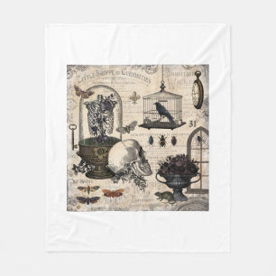Modern Vintage Halloween Garden Fleece Blanket