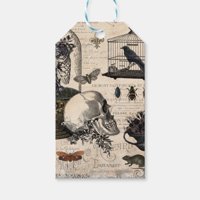 Modern Vintage Halloween Garden Gift Tags (Front)
