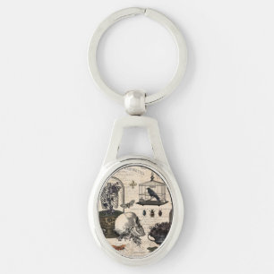 Modern Vintage Halloween Garden Key Ring