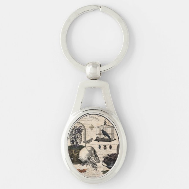 Modern Vintage Halloween Garden Key Ring (Front)