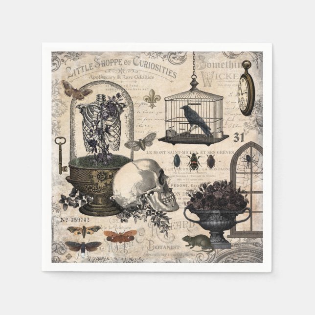 Modern Vintage Halloween Garden Napkin (Front)