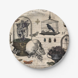 Modern Vintage Halloween Garden Paper Plate