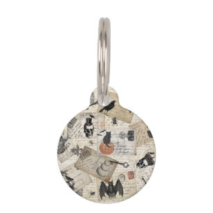 Modern vintage Halloween postcards Pet Tag