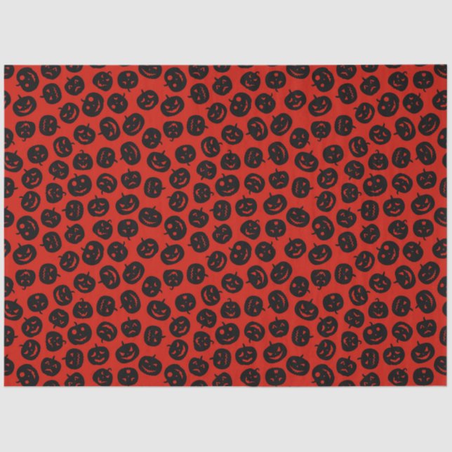 Modern Vintage Halloween Red Pumpkin Tissue Paper (Front)